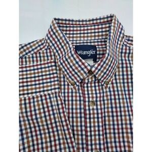 Wrangler Mens XL Button Down Shirt Long Sleeve Plaid Checkered Casual
